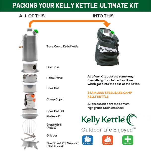 調理器具 Kelly Kettle BASE CAMP KETTLE Kelly Kettle Base Camp Kettle - Escape Sports Inc.